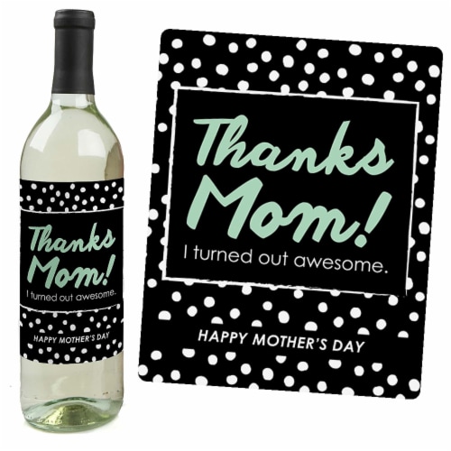 Big Dot of Happiness Best Mom Ever - Mother's Day Gift - Wine Bottle Label Stickers 4 Ct Perspective: bottom