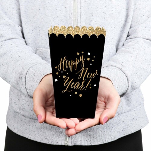 Big Dot of Happiness New Year's Eve Gold New Years Eve Party Favor Popcorn Treat Boxes 12 Ct Perspective: bottom