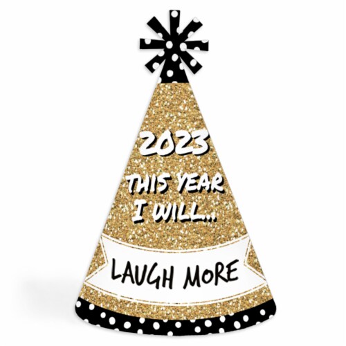 Big Dot of Happiness Pop, Fizz, Clink - Cone 2023 New Year's Eve Resolution Party Hats - 8 Ct Perspective: bottom