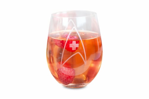 Star Trek Stemless Wine Glass Decorative Etched Medical Emblem | Holds 20 Ounces Perspective: bottom