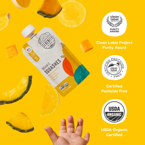 Serenity Kids Organic Squashes with Organic Olive Oil Baby Food Pouch Perspective: bottom
