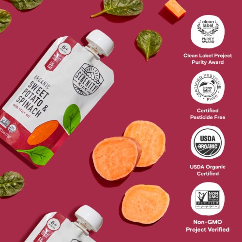 Serenity Kids Organic Sweet Potato & Spinach with Organic Olive Oil Pouch, 3.5oz Perspective: bottom
