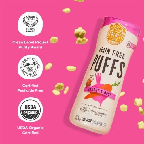 Serenity Kids Grain Free Puffs, Carrot & Beet, 1.5oz Perspective: bottom