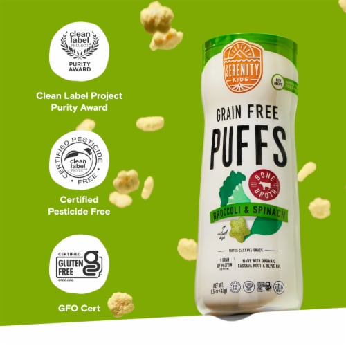Serenity Kids Broccoli & Spinach Grain Free Puffs Baby & Toddler Snacks Perspective: bottom