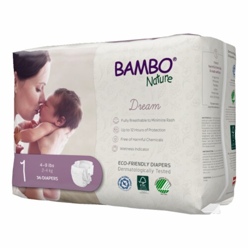 Bambo Nature Premium Disposable Baby Diapers Size 1 - 4 to 9 lbs Perspective: bottom