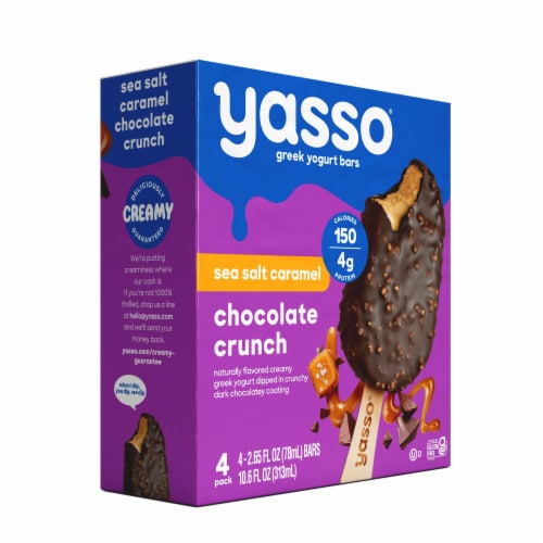 Yasso Frozen Greek Yogurt Salted Caramel Chocolate Crunch Bars Perspective: bottom