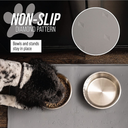 Leashboss Splash Mat Dog Food Silicone Tray with Tall Lip - Gray