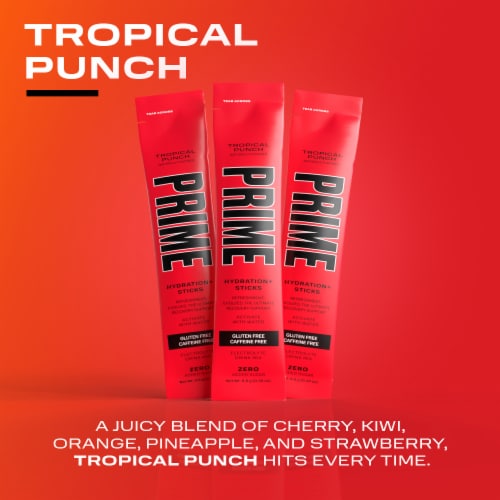 Prime Hydration Tropical Punch Electrolyte Drink Mix Packets Perspective: bottom