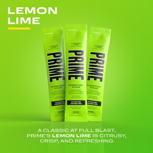 Prime Hydration Lemon Lime Electrolyte Drink Mix Packets Perspective: bottom