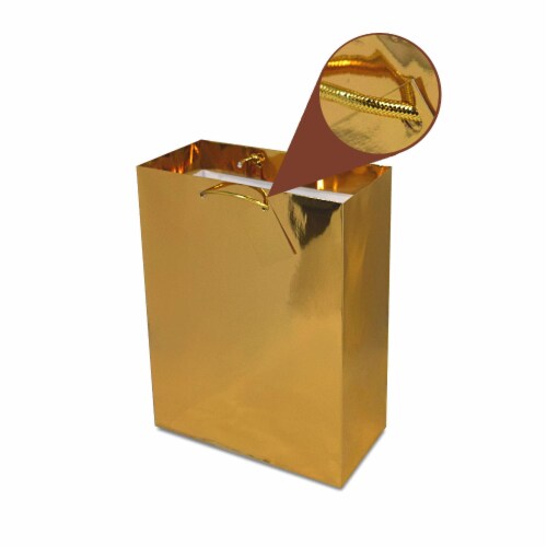 Small Metallic Gold Paper Gift Bags with Metallic Handles, Party