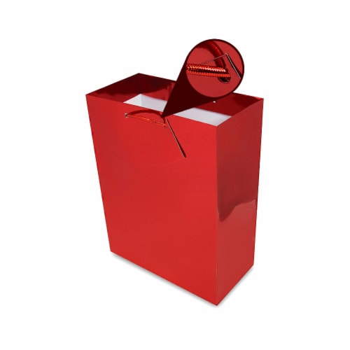 Red Foil Gift bags with Handles, Designer Solid Red Paper Gift Wrap