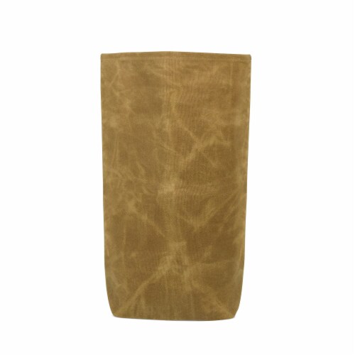 Waxed Canvas Lunch Bag with Fold Over Top, Trendy Vintage Reusable Lunch Tote Brown Color Perspective: bottom