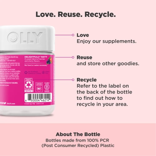 OLLY Active Immunity Elderberry Berry Flavor Gummy Supplement Perspective: bottom