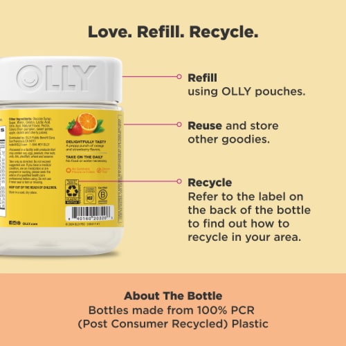 OLLY Kids Multivitamin Fruit Punch Flavor Gummy Worms Supplement Perspective: bottom