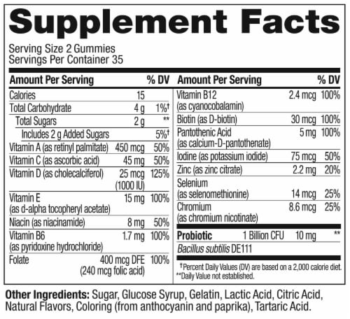 OLLY Multi + Probiotic Adult Multivitamin Gummy, Digestive and Immune Support Perspective: bottom