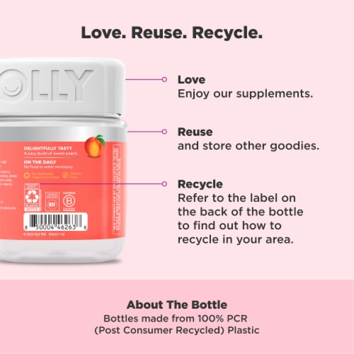 OLLY Collagen Peach Flavor Gummy Ring Supplement Perspective: bottom