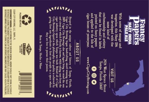 Cigar City Brewing® Fancy Papers Hazy India Pale Ale Craft Beer Cans Perspective: bottom
