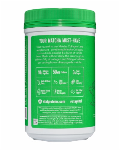 Vital Proteins Matcha Collagen Latte for Skin Hair Nail & Joint Support 10g Collagen Vanilla Powder Perspective: bottom