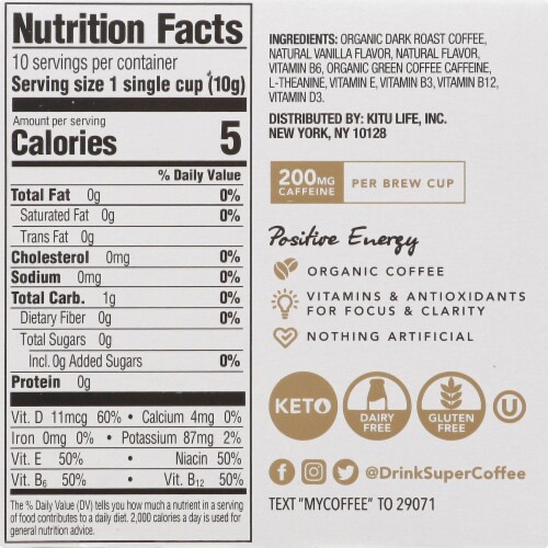 Super Coffee® Vanilla Enhanced Organic Coffee Brew Cups Perspective: bottom