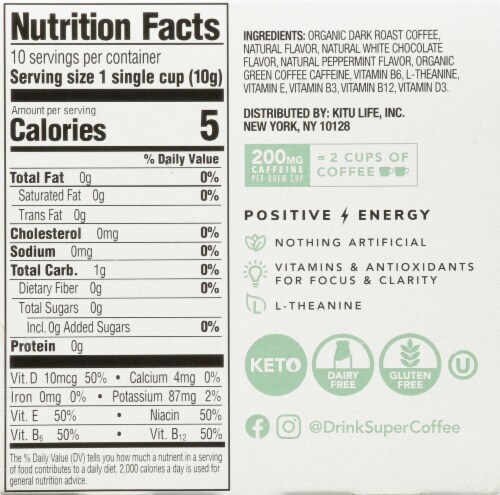 Super Coffee® White Chocolate Peppermint Pods Perspective: bottom