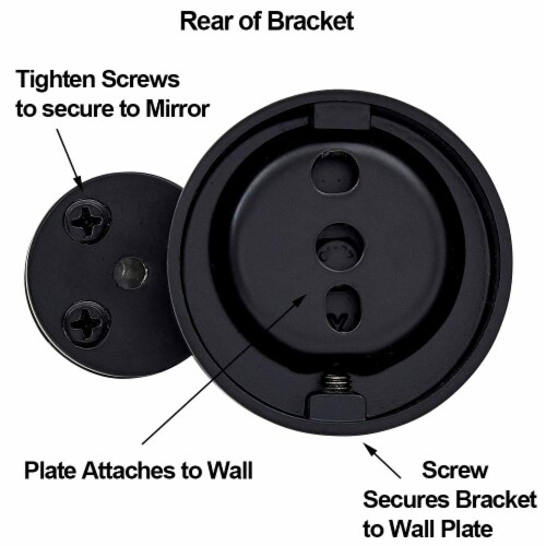 Hamilton Hills Round Pivot Mirror Black Hardware Tilting Anchors Perspective: bottom
