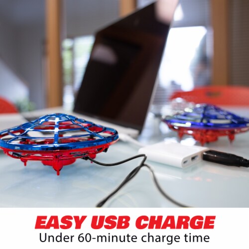 Scoot Combo Hand Operated Drone for Kids or Adults - Red/Blue Perspective: bottom