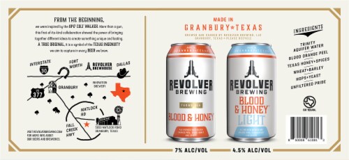 Revolver Brewing Blood & Honey Ale Cans Perspective: bottom