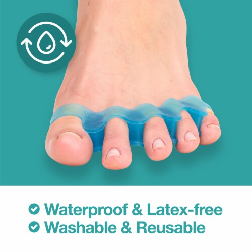 ZenToes 4 Silicone Toe Spacers Correct Toe Alignment, Bunion, Hammertoe Straighteners - Blue Perspective: bottom