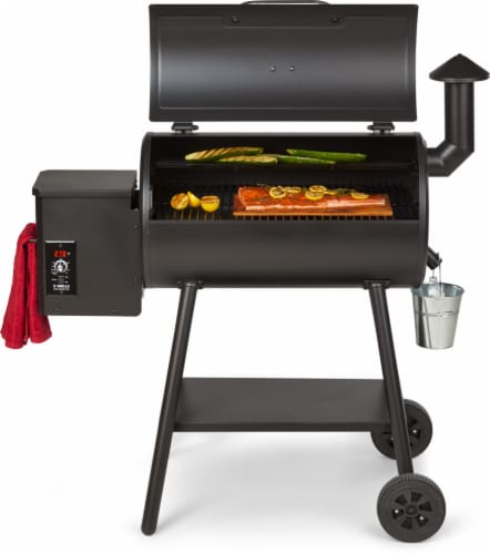 Wood Pellet Grill and Smoker with PID Controller, 8-in-1 Outdoor BBQ Grill  in Black