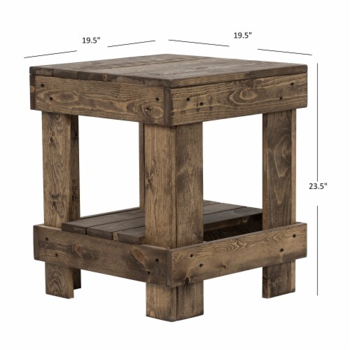 del Hutson Designs Reclaimed Solid Wood Farmhouse Rustic End Table