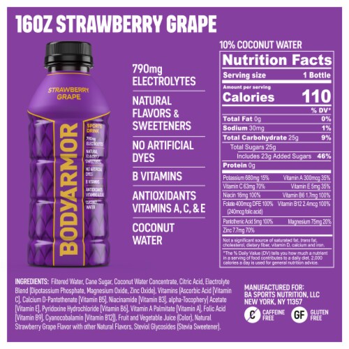 BODYARMOR® Sports Drink Strawberry Grape Bottle Perspective: bottom