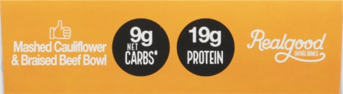 The Real Good Food Company® Mashed Cauliflower & Braised Beef Bowl Frozen Meal Perspective: bottom