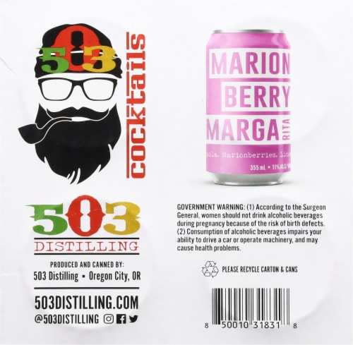 503 Distilling Marion Berry Margarita Canned Cocktail Perspective: bottom