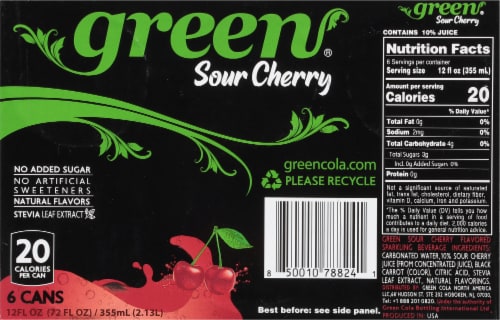 Green® Sour Cherry Soda Cans Perspective: bottom