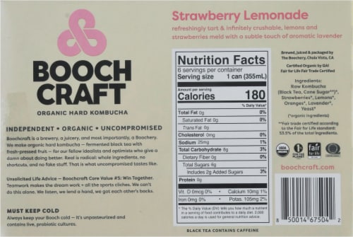 Boochcraft Strawberry Lemonade Hard Kombucha Organic Perspective: bottom