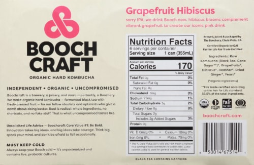 Boochcraft Grapefruit Hibiscus Kombucha Perspective: bottom