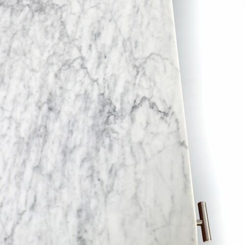 Viola 44  Rectangular Italian Carrara White Marble Writing Desk with Walnut Legs Perspective: bottom