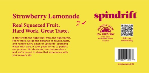 Spindrift® Strawberry Lemonade Flavored Sparkling Water Cans Perspective: bottom