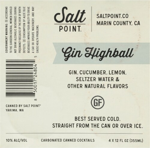 Salt Point Beverage Cucumber Lemon Gin Highball Ready to Drink Cocktail Perspective: bottom