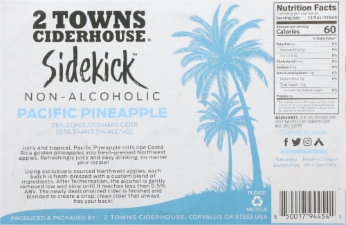 2 Towns Ciderhouse® Sidekick™ Non-Alcoholic Pacific Pineapple Perspective: bottom