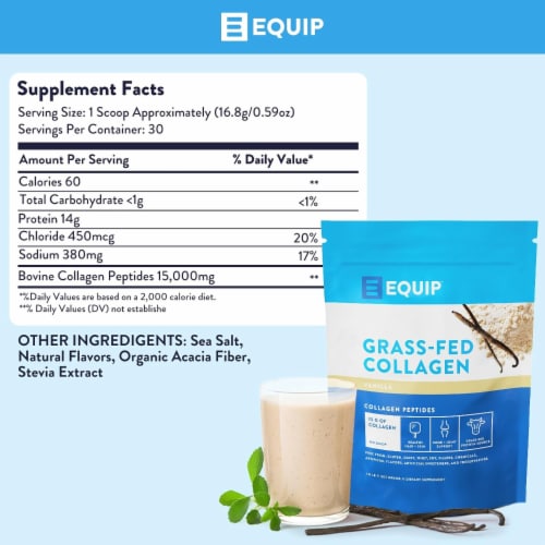Equip Foods Grass-Fed Vanilla Collagen with Amino Acids Healthy Joints, Skin and Nails Perspective: bottom