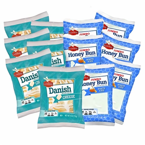 Tribeca Curations | Cloverhill Jumbo White Iced Honey Bun & Cheese Danish Combo | 12 Pack Perspective: bottom