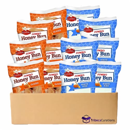 Tribeca Curations | Cloverhill Jumbo White Iced Honey Bun & Jumbo Glazed Honey Bun | 12 Pack Perspective: bottom