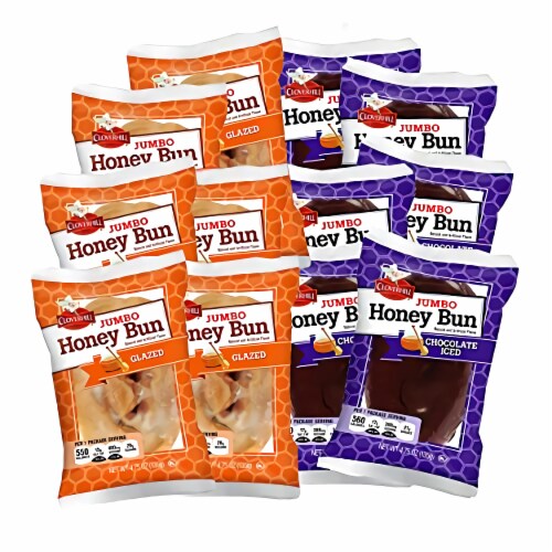 Tribeca Curations | Jumbo Chocolate Iced Honey Bun & Jumbo Glazed Honey Bun Combo | 12 Pack Perspective: bottom