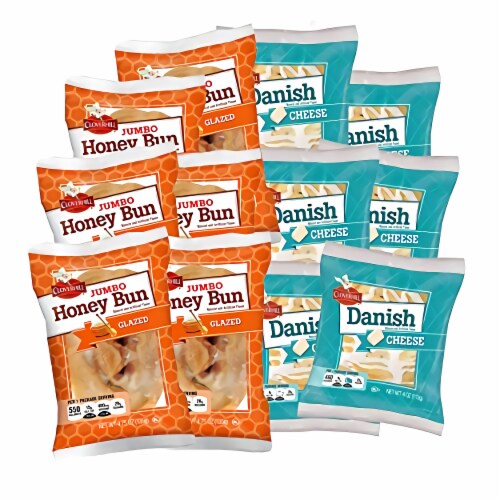 Tribeca Curations | Cloverhill Jumbo Glazed Honey Bun & Cheese Danish Combo | 12 Pack Perspective: bottom