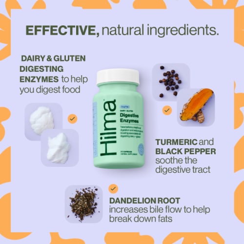 Hilma® Dairy + Gluten Digestive Enzyme Perspective: bottom