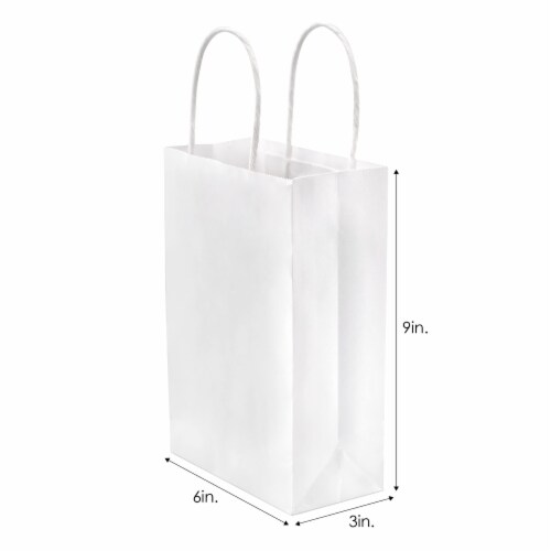 Prime Line Packaging White Paper Shopping Bags with Handles Small Size,  Bulk 100 Pack – 6x3x9, 100 Pcs - Fry's Food Stores