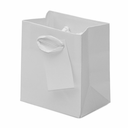 Occasionall Extra Small White Embossed Diamond Pattern Paper Bags with Handle 12PK 4x2.75x4.5 Perspective: bottom