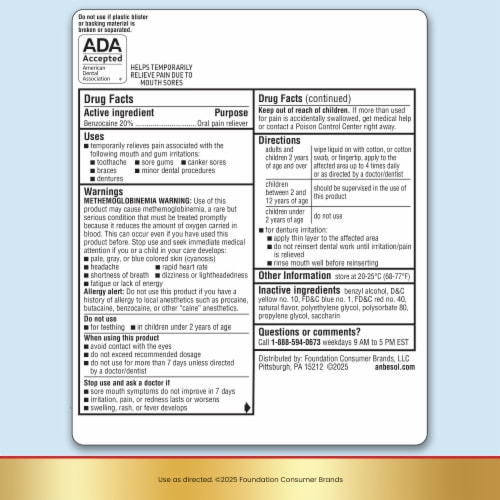 Anbesol Liquid Maximum Strength Instant Oral Pain Reliever 1 0.41 fl oz Perspective: bottom