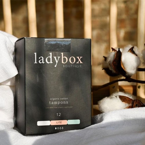 Ladybox Boutique Organic Applicator Tampons-12CT-Super Perspective: bottom